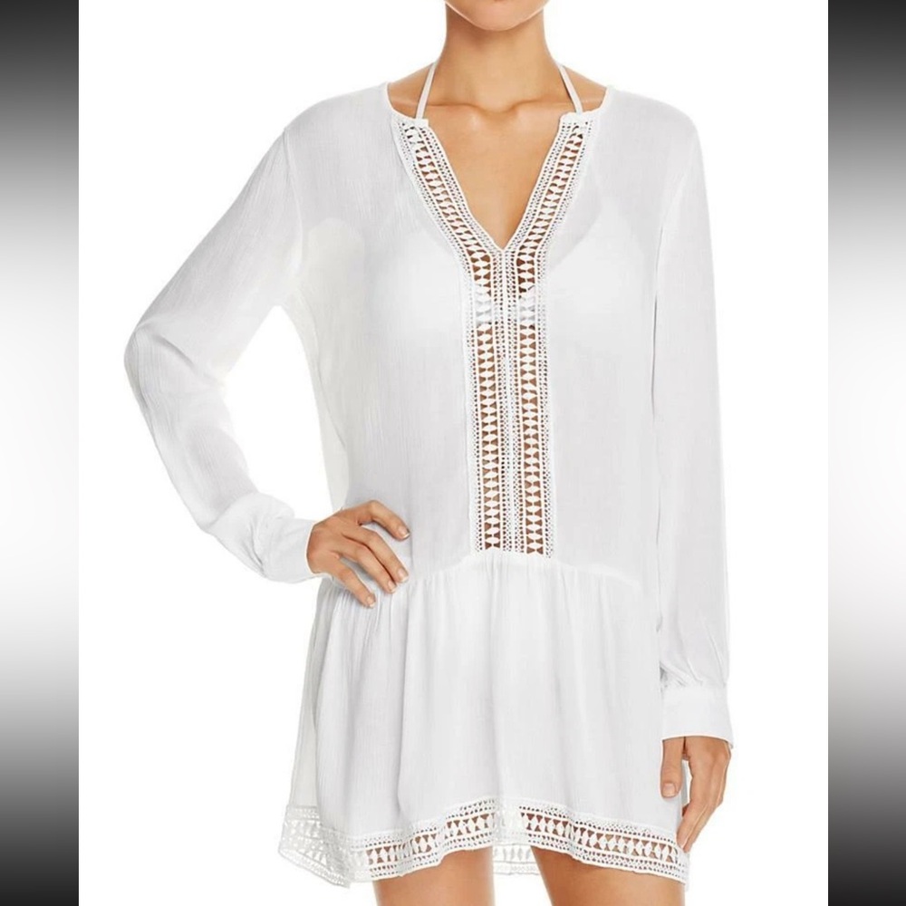 Athena White Boho Vacation Flowy Swimsuit Cover-up Size Large
